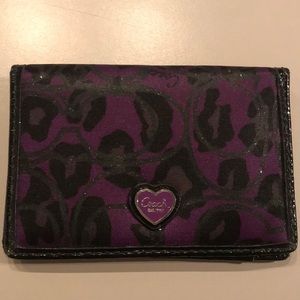 Purple leopard print coach card holder